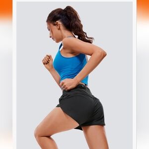 CRZ YOGA High Waisted Running Shorts‎ for Women - 2.5'' Liner black sz M
